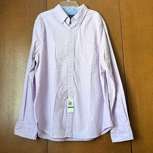 Nautical Classic Fit Stretch Cotton Blend Lavender Men’s Button Up Shirt Sz Lg